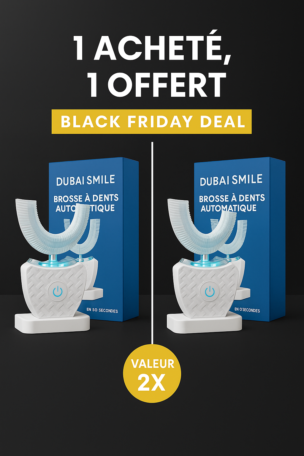 Brosse à dents automatique en U 360°